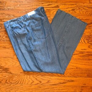 Chico’s Size 3 (women’s 16) Chambray Lyocell Wide Leg High Waist Trousers NWT
